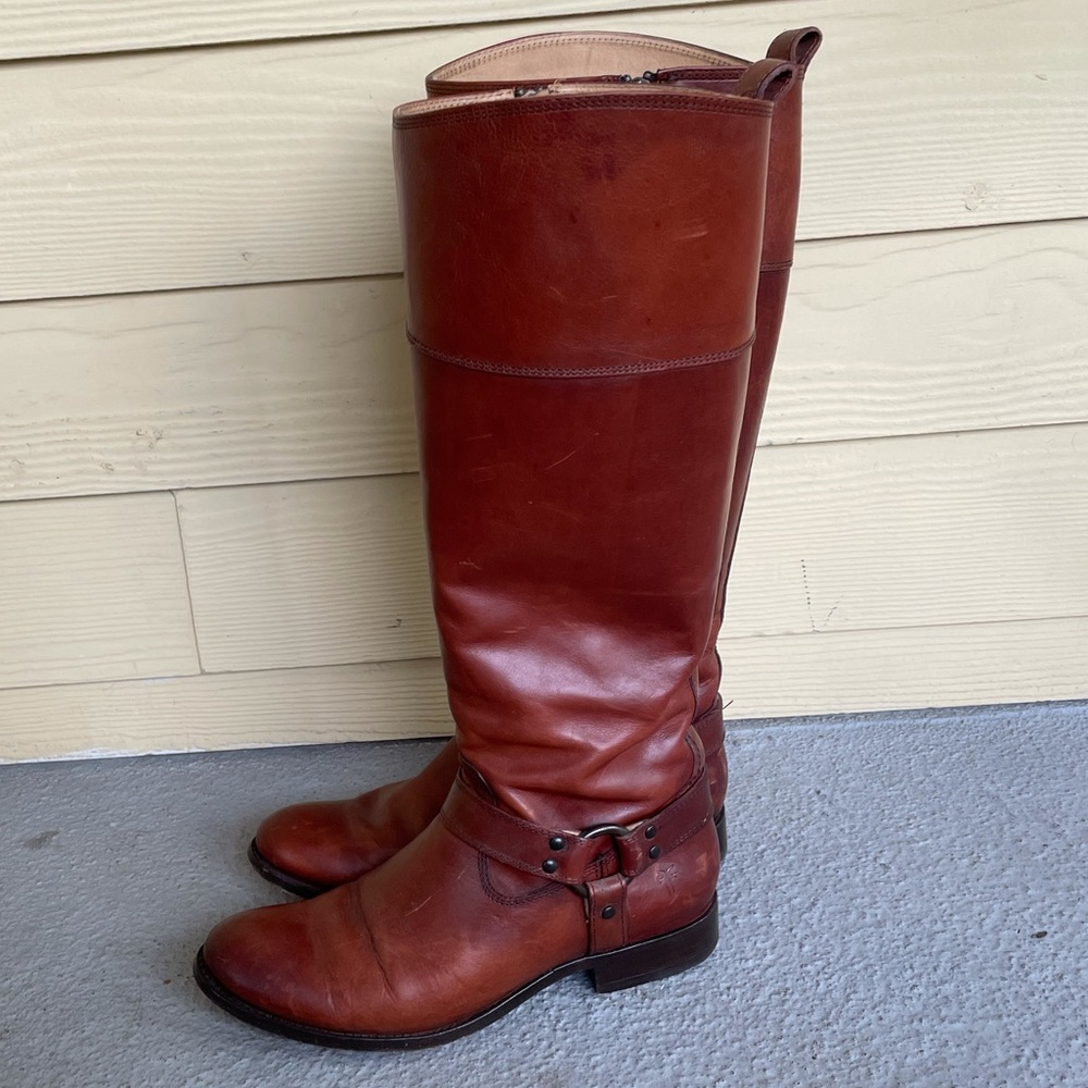 Frye boots 9.5 with zipper brown leather riding style